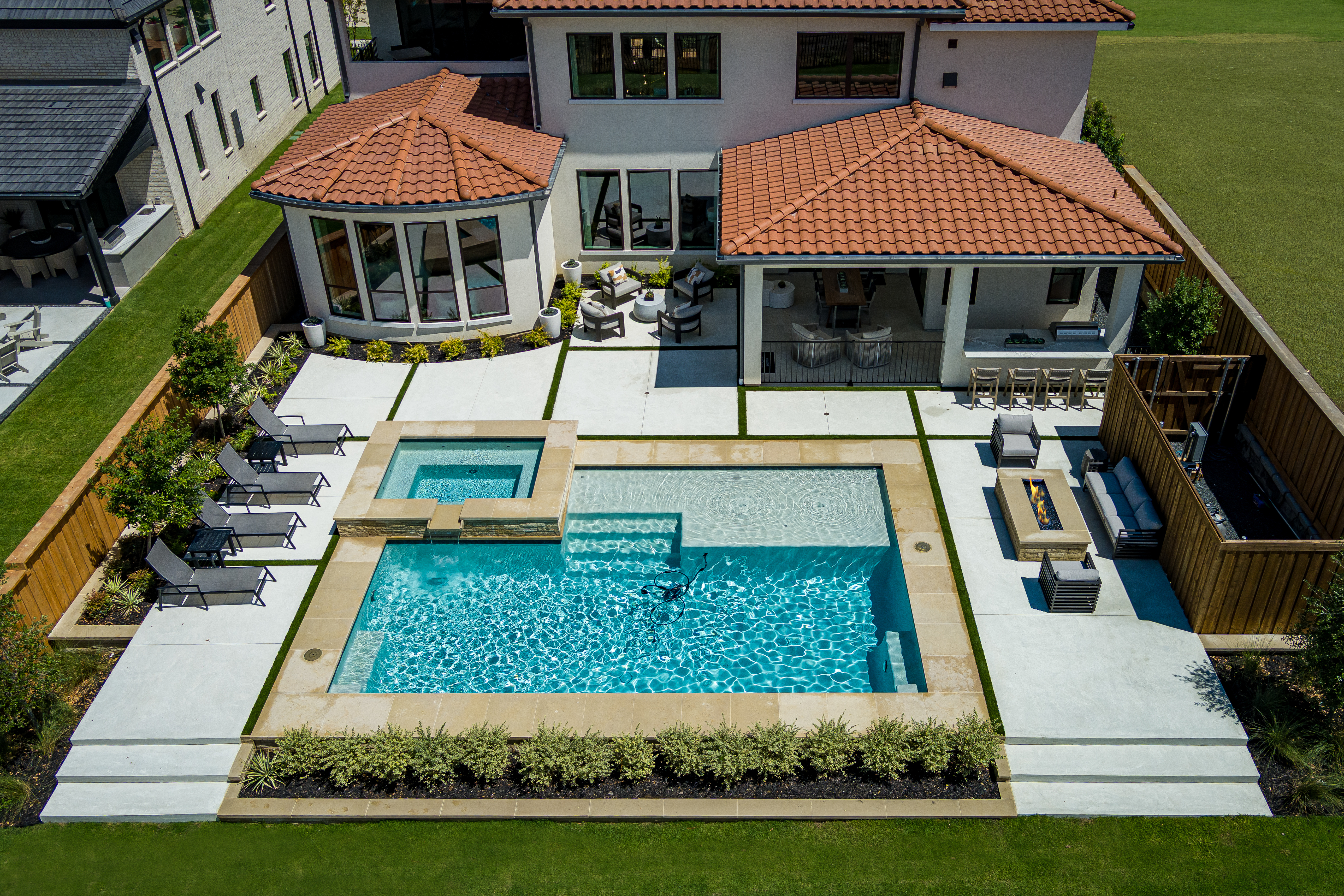 4451 Welwood Road backyard and pool from above